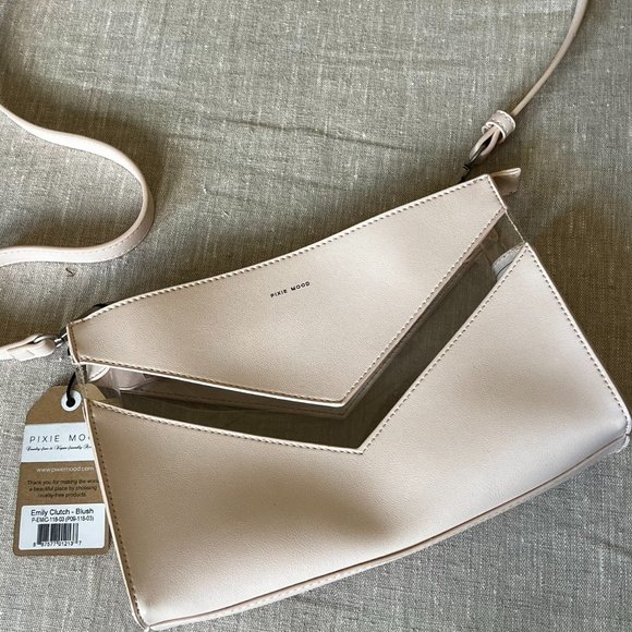 NWT Light Pink Pixie Mood Bag with Transparent Strip NEW Vegan Leather - Picture 8 of 13